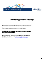 Youth Mentoring - Mentor Application Package